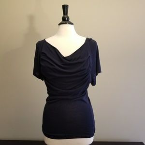 Theory draped ruched navy top S